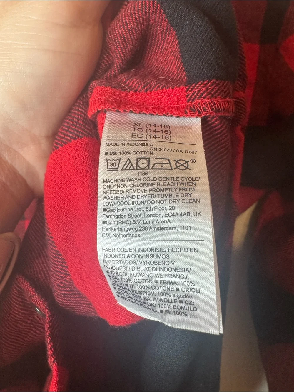 Old Navy Kids Red and Black Buffalo Plaid Button-Down XL Shirt